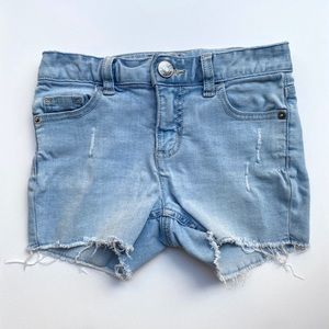 Girls Light Wash Distress Denim Shorts